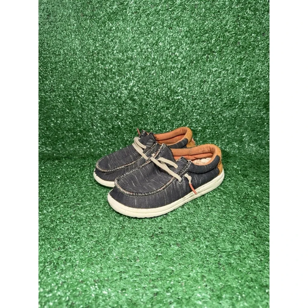 Hey Dude Wally Toddler Size 10C Grey Canvas Jersey‎ Slip-On Loafers Casual Shoes